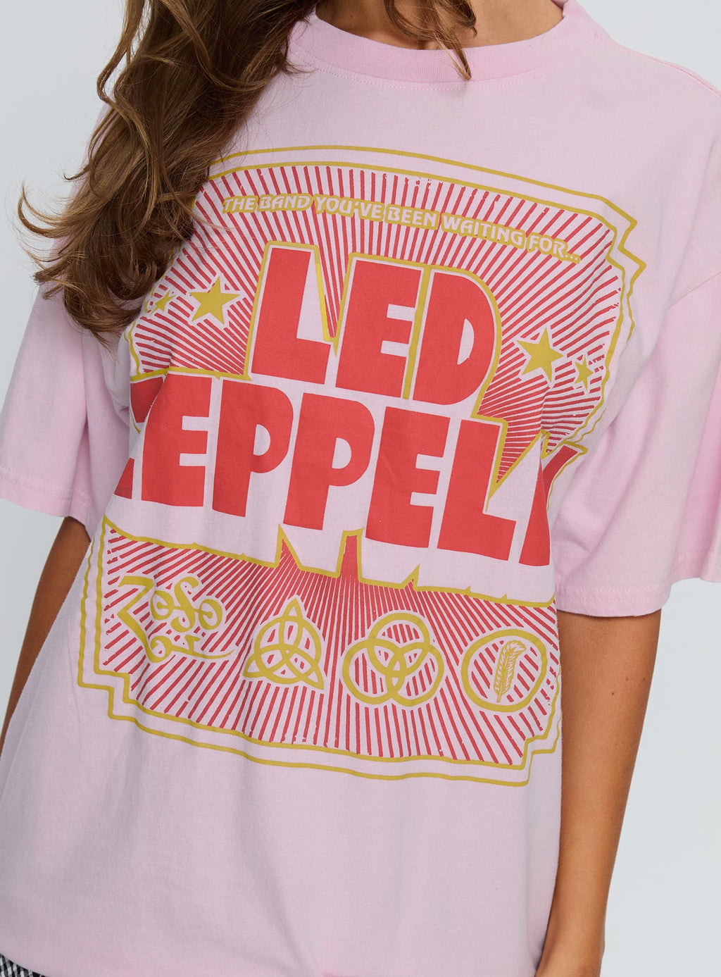 Led Zeppelin Oversized Vintage Graphic Top Pink