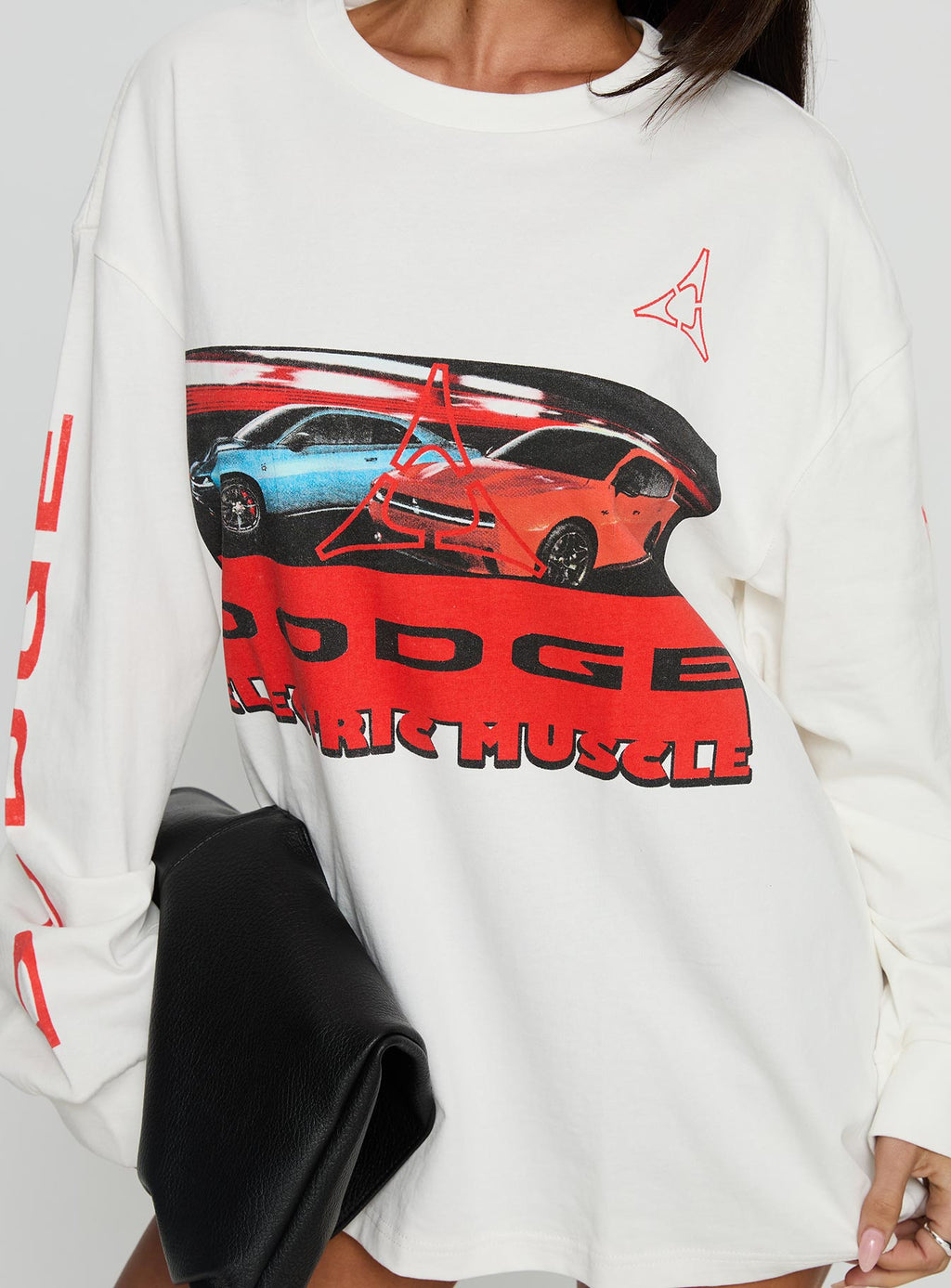Dodge Electric Muscle Long Sleeve Graphic Top White
