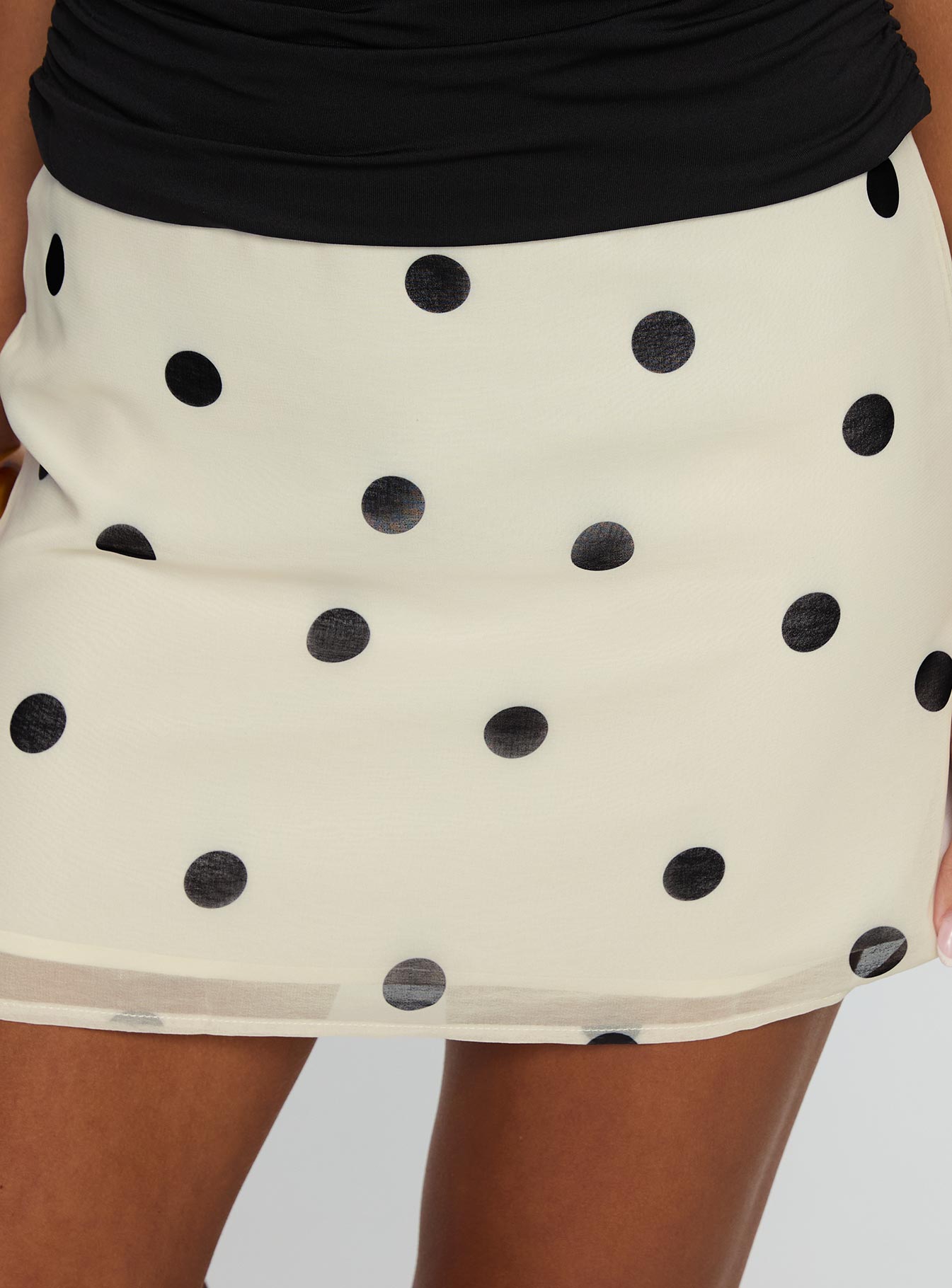 Adelaida Ruffle Mini Skirt Cream Polka