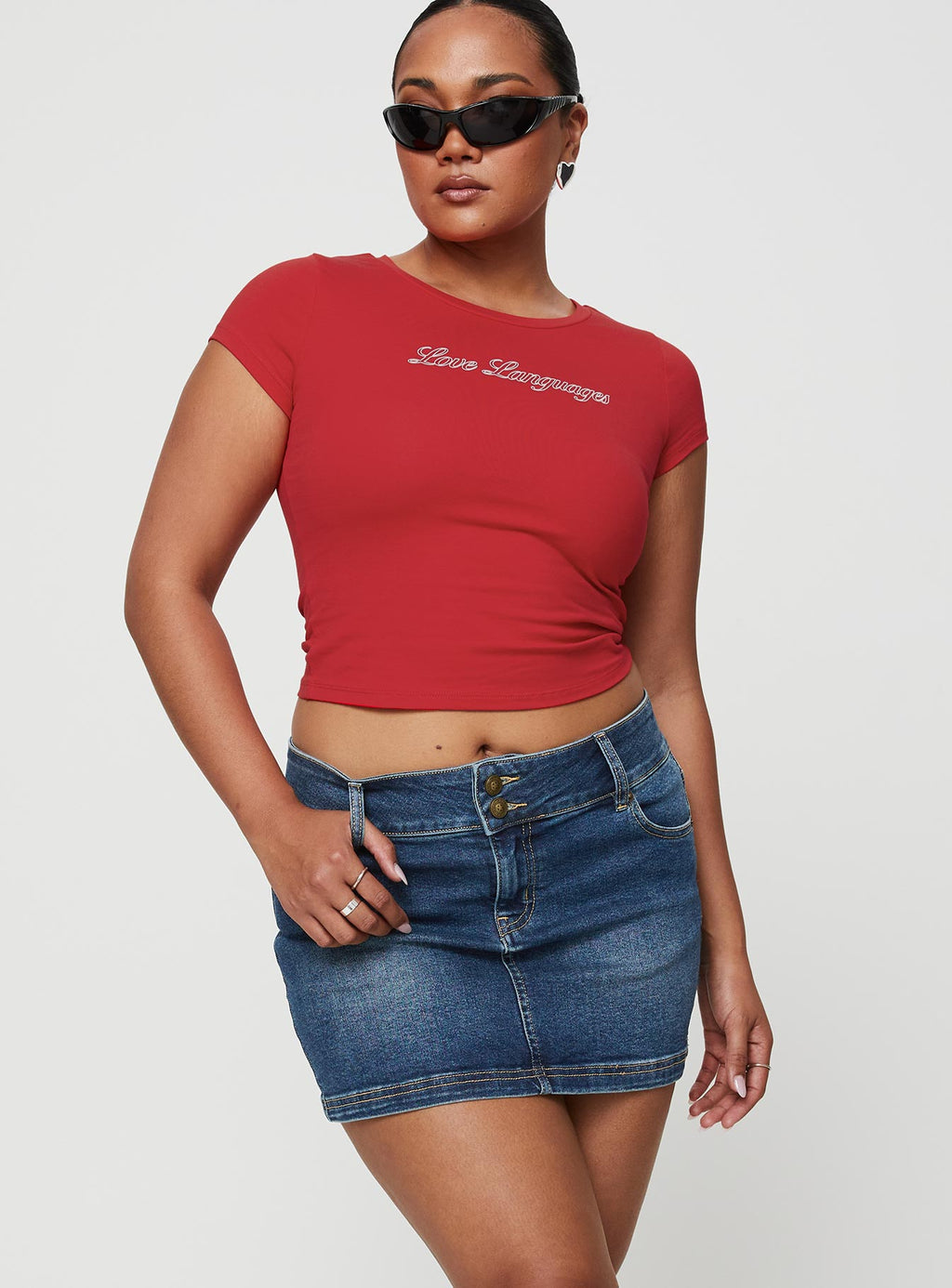 Faya Low Rise Denim Mini Skirt Dark Blue