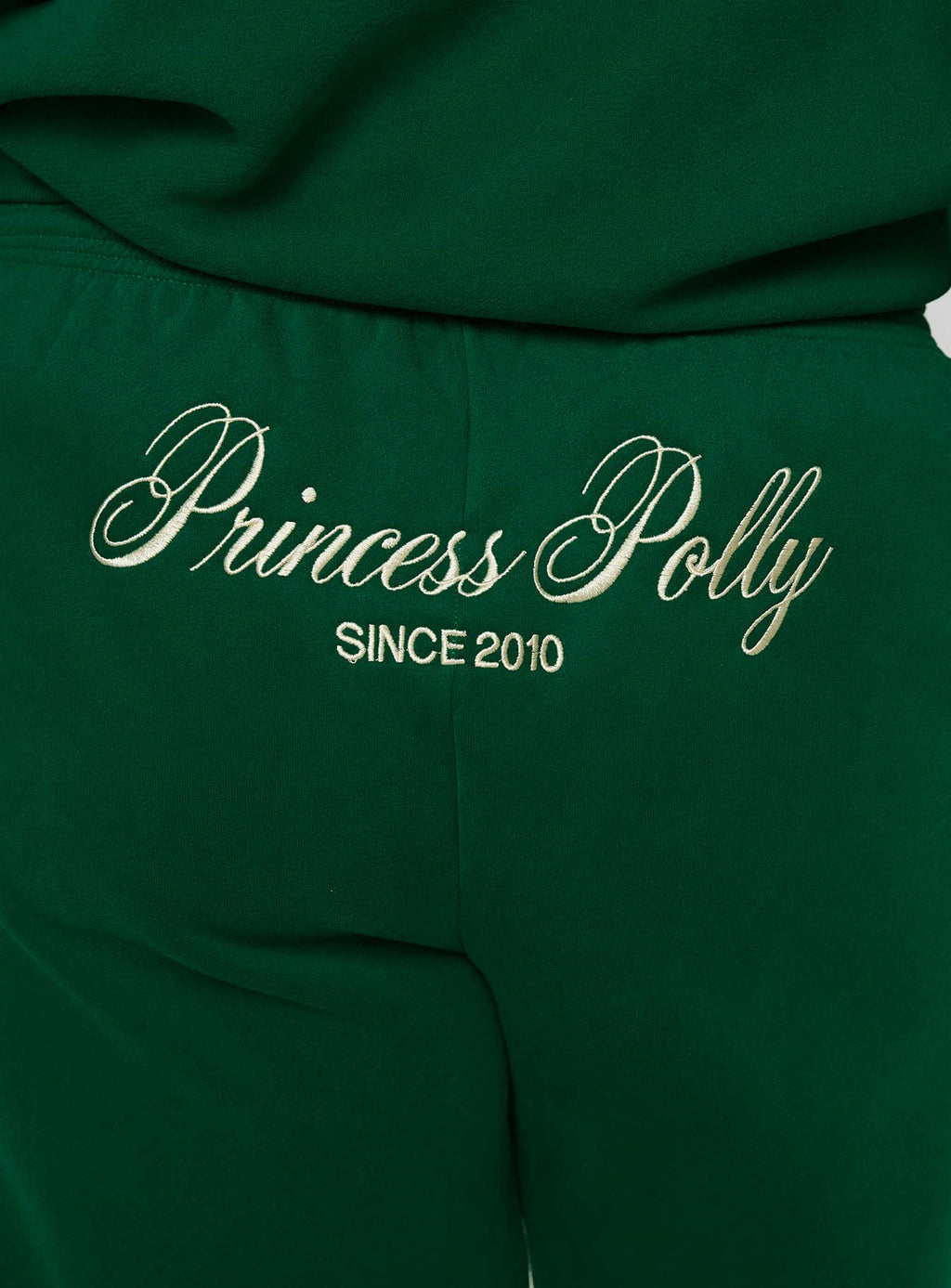 Princess Polly Track Pants Script Green / Ivory Curve