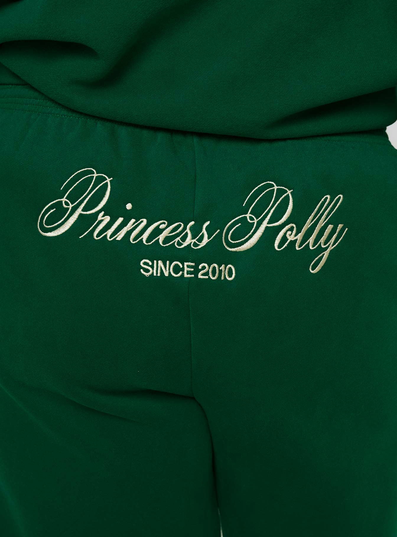 Princess Polly Track Pants Script Green / Ivory Curve
