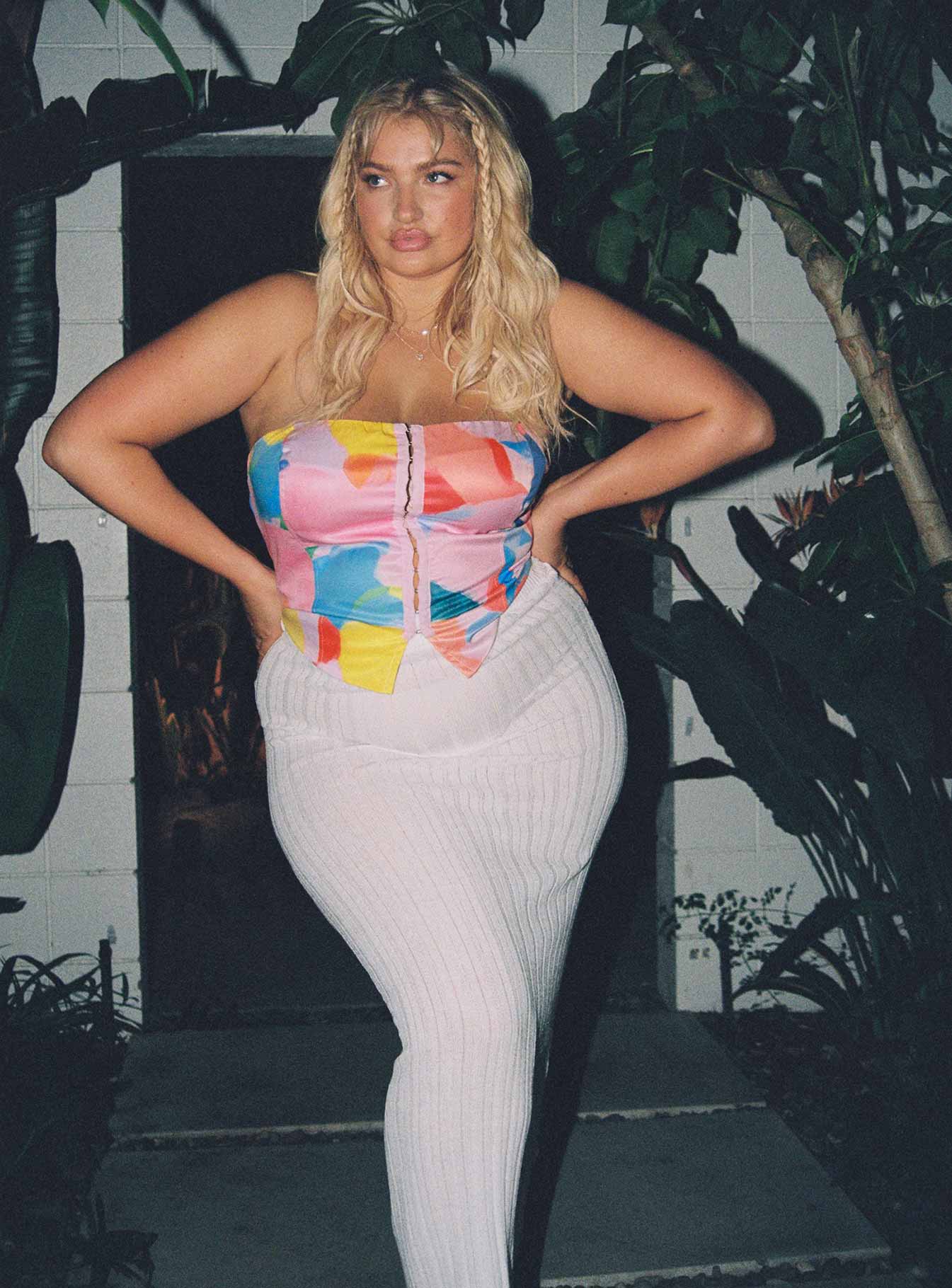 Belle Knit Maxi Skirt White Curve