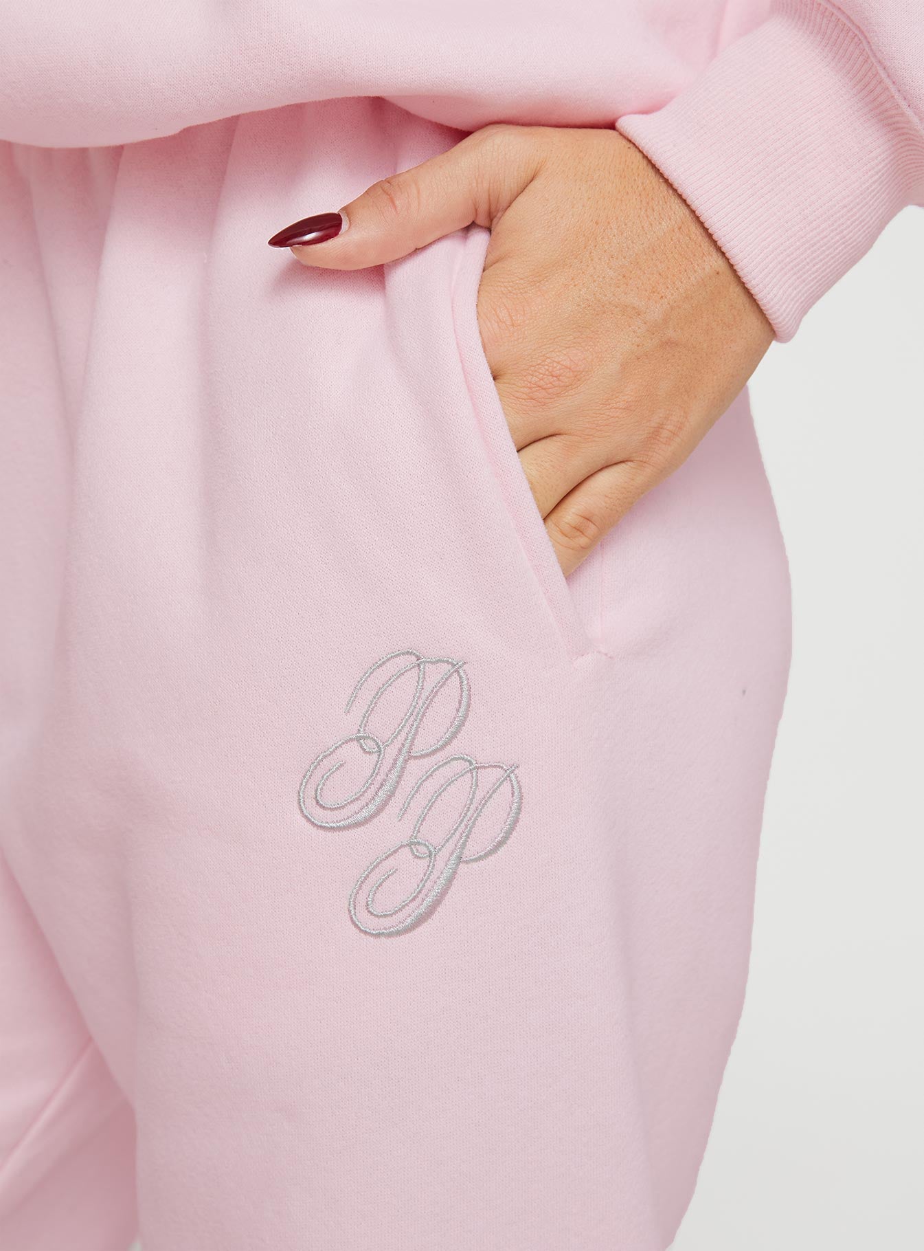 Princess Polly Track Pants Script Baby Pink / Grey