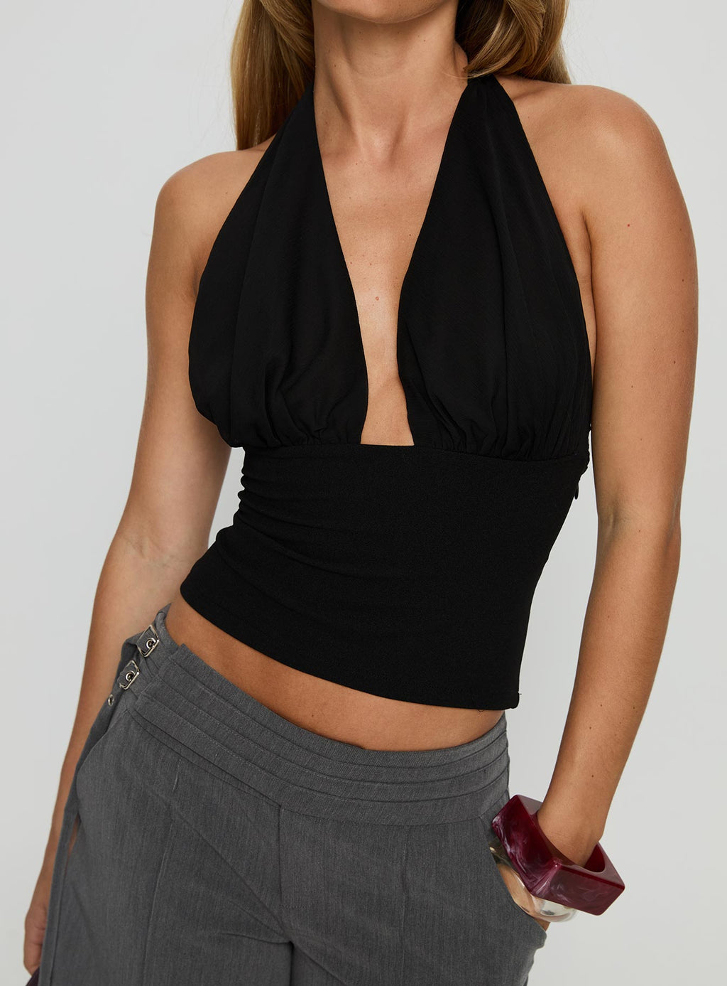 Korienna Halter Chiffon Top Black
