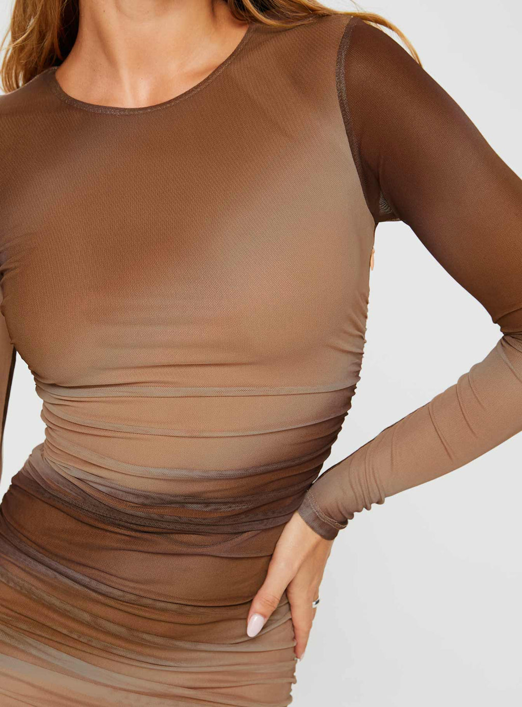 Melvin Long Sleeve Mini Dress Brown