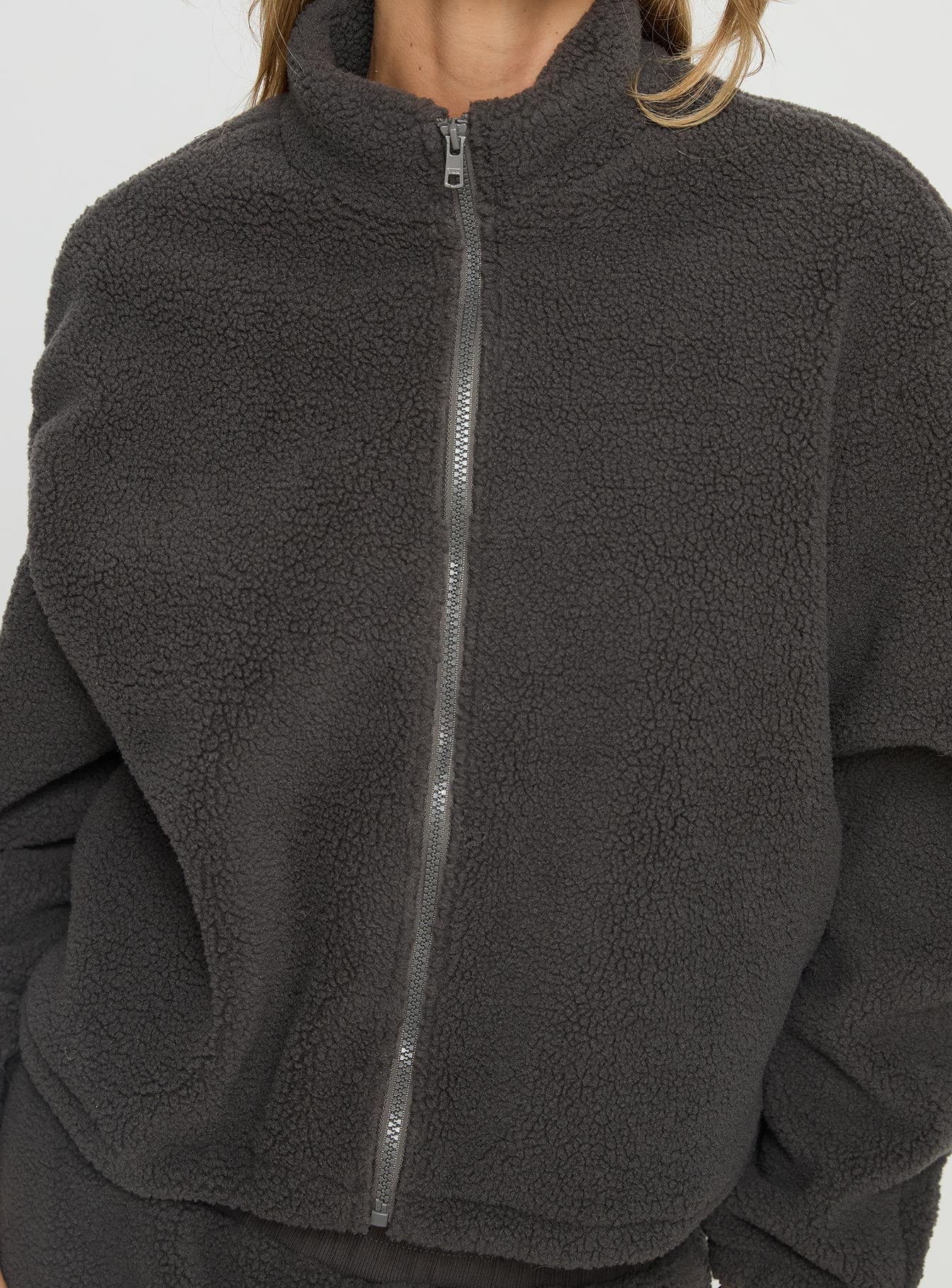 Siberia Fleece Zip Up Jumper Charcoal