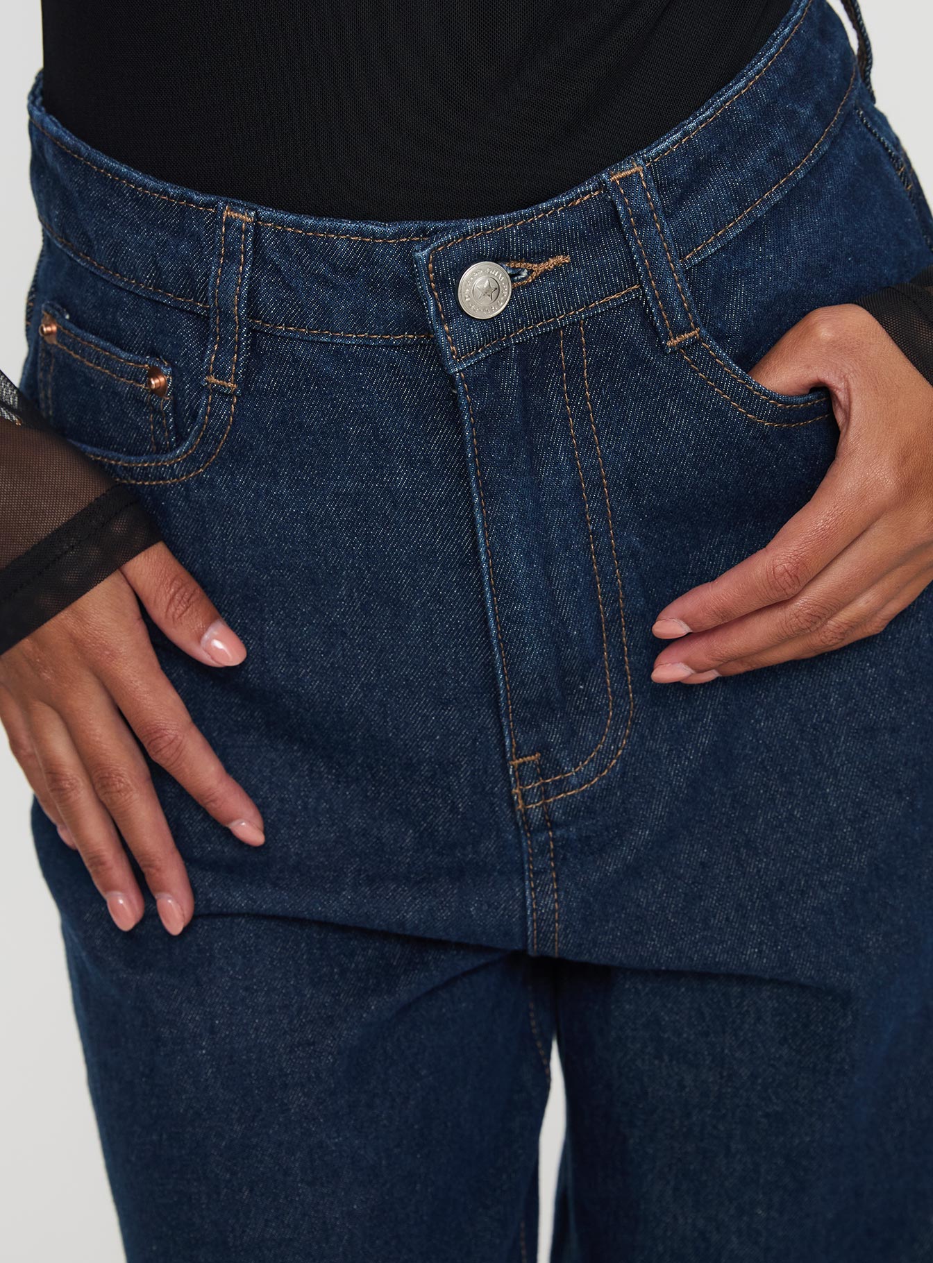 Nicolo High Rise Straight Leg Jeans Mid Raw Denim