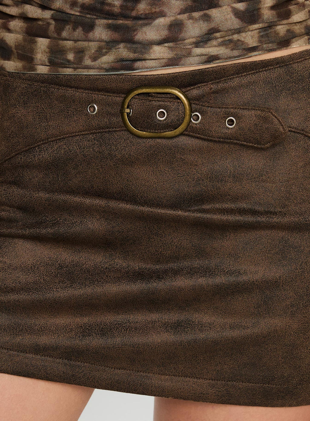 Running Away Faux Suede Mini Skirt Brown