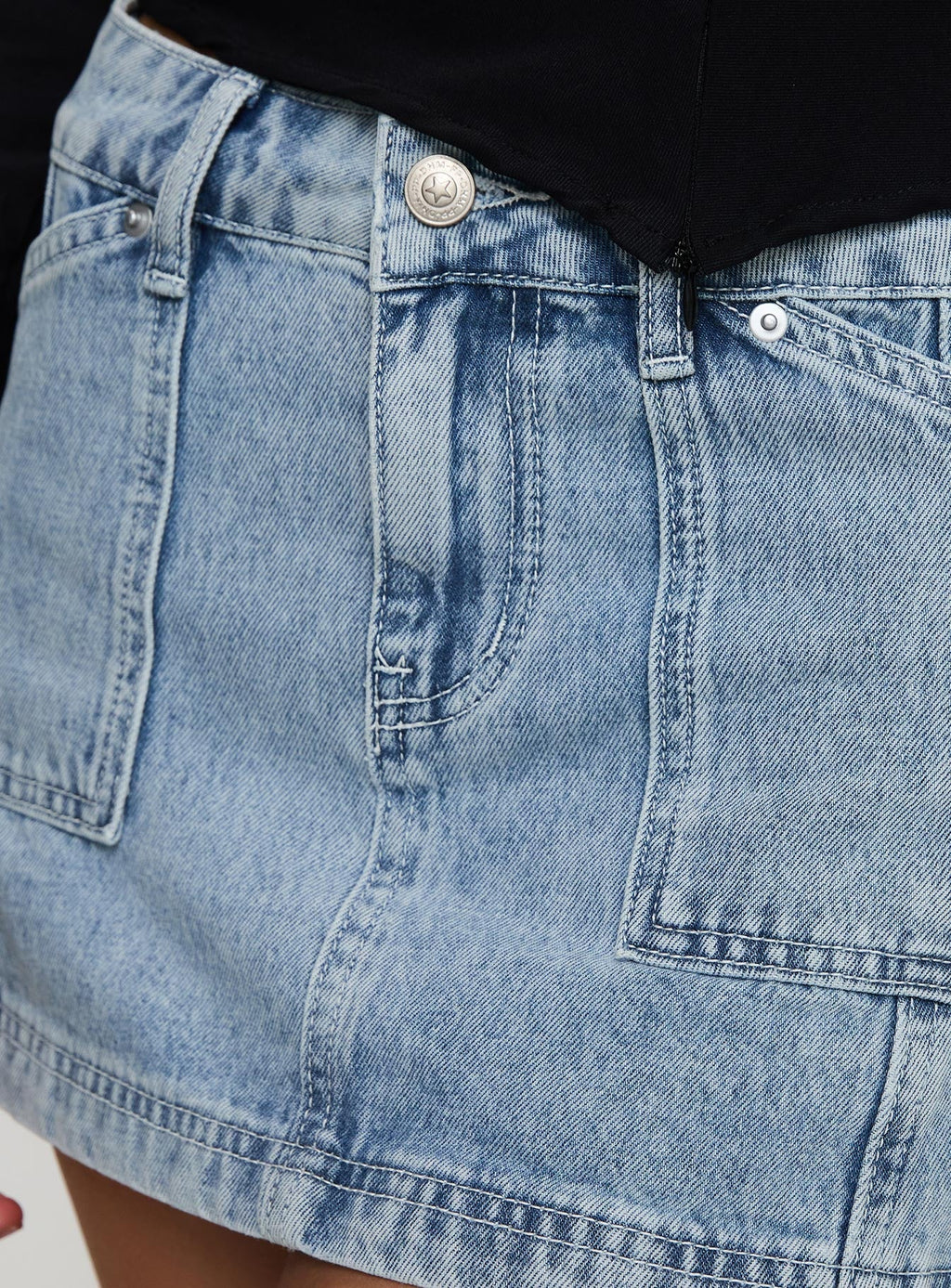 Pacific Coast Denim Cargo Skirt Light Wash