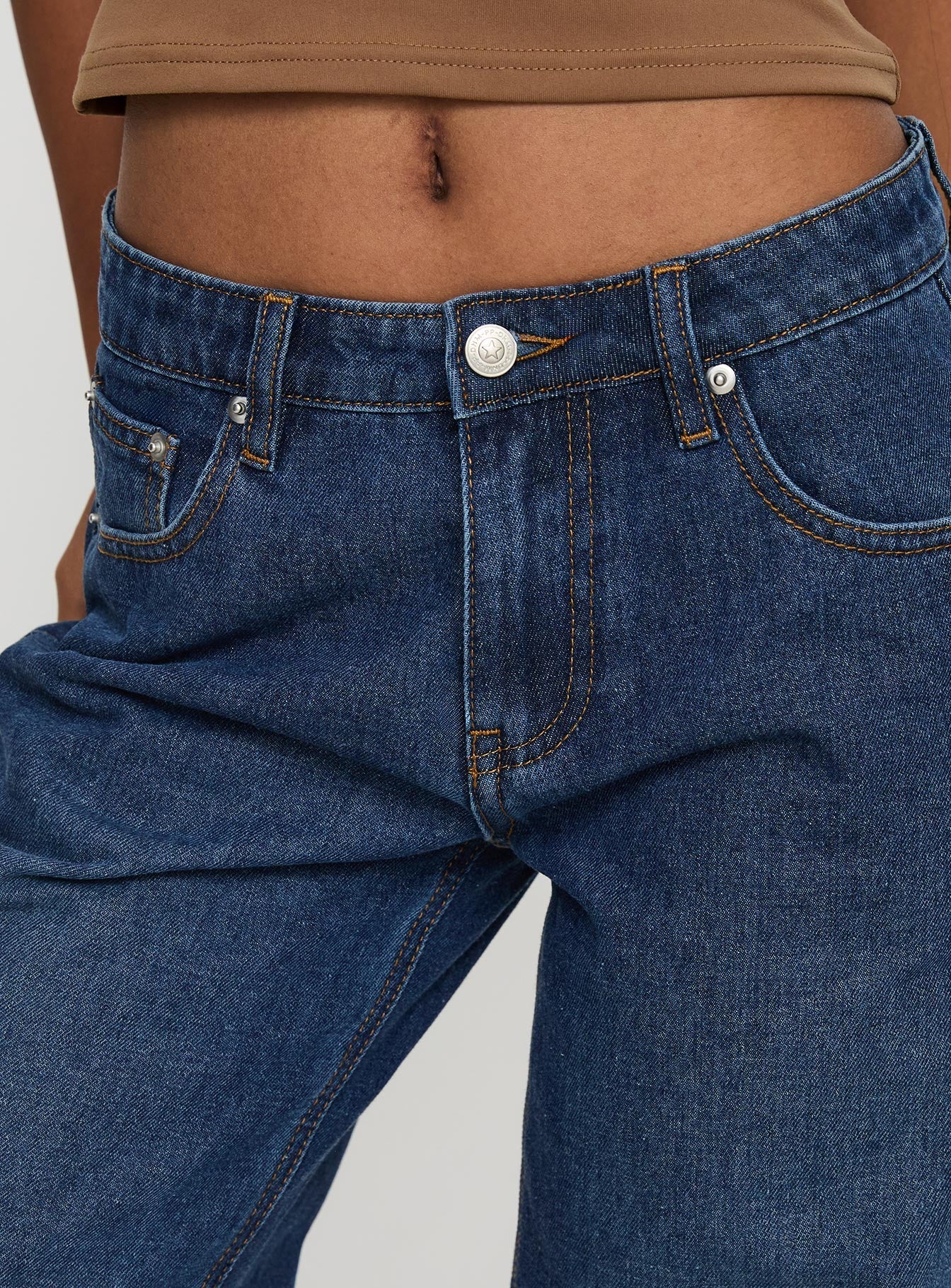 Everlong Mid Rise Wide Leg Jeans Dark Blue Wash