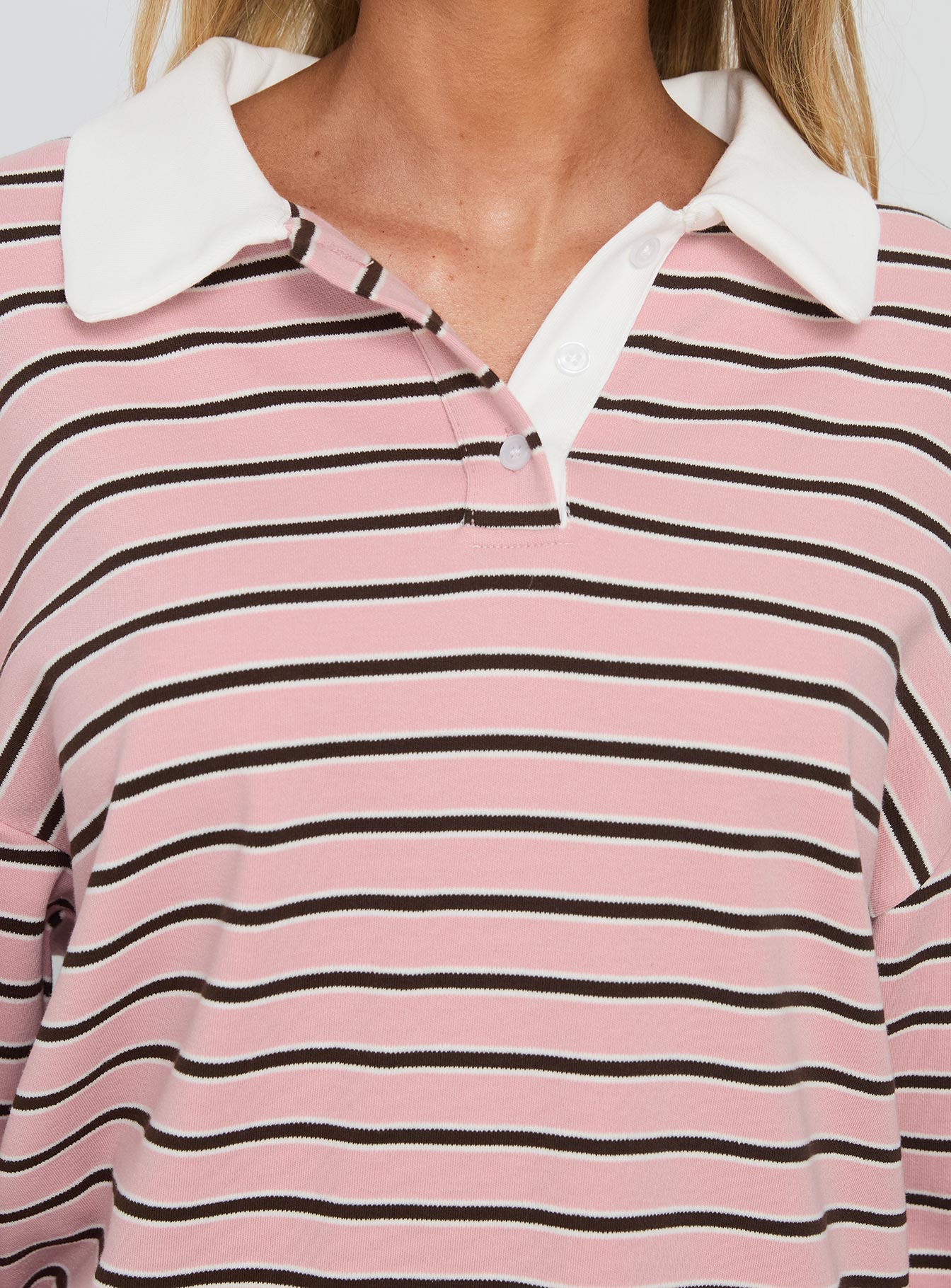 High Regard Collared Jersey Pink Stripe