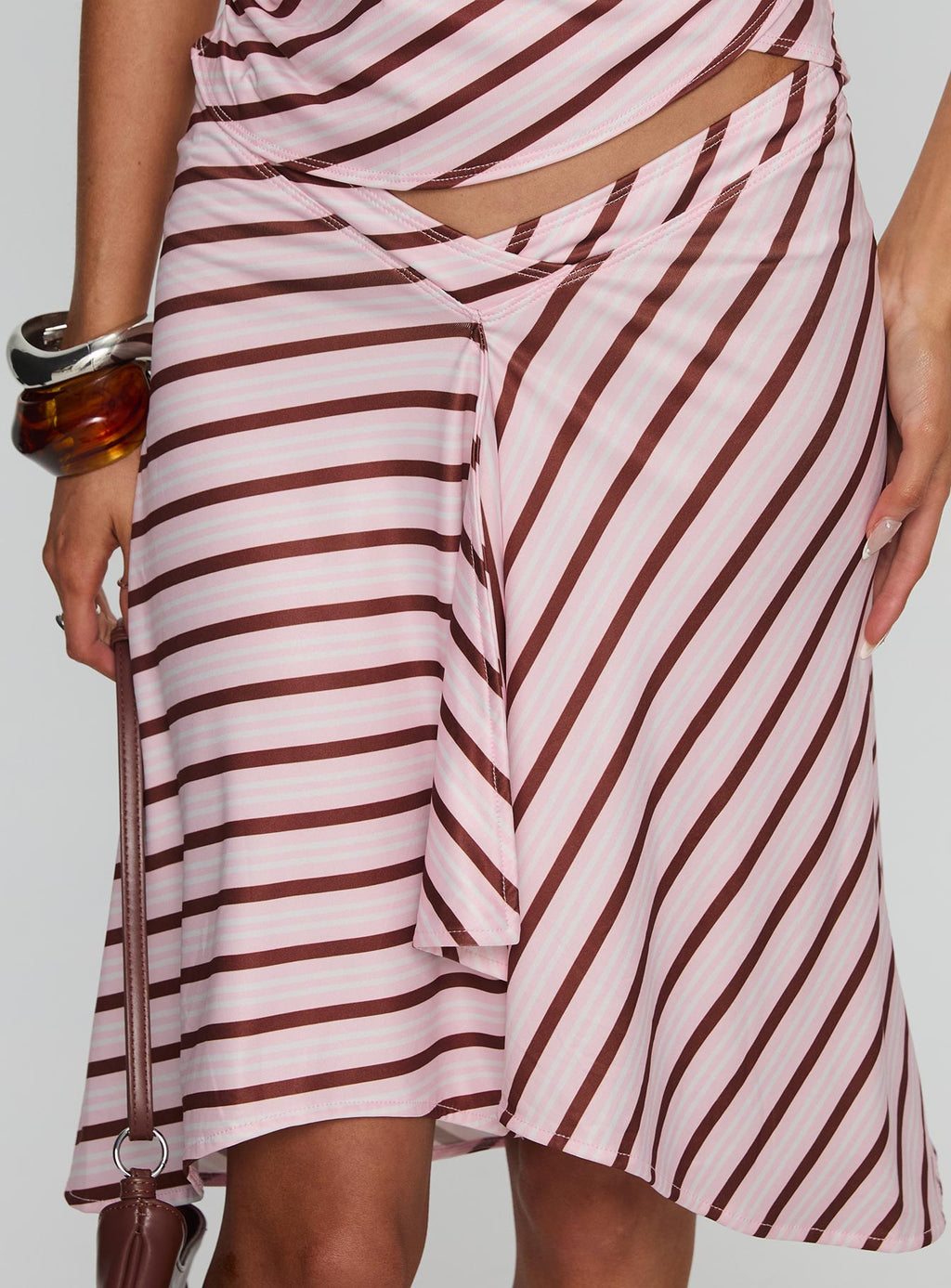 Esmeray Midi Skirt Pink Stripe