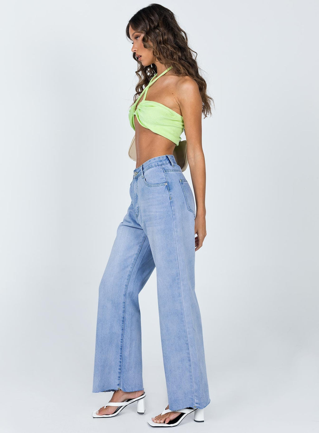 Cece Hammer High Rise Wide Leg Jeans Vintage Blue Denim