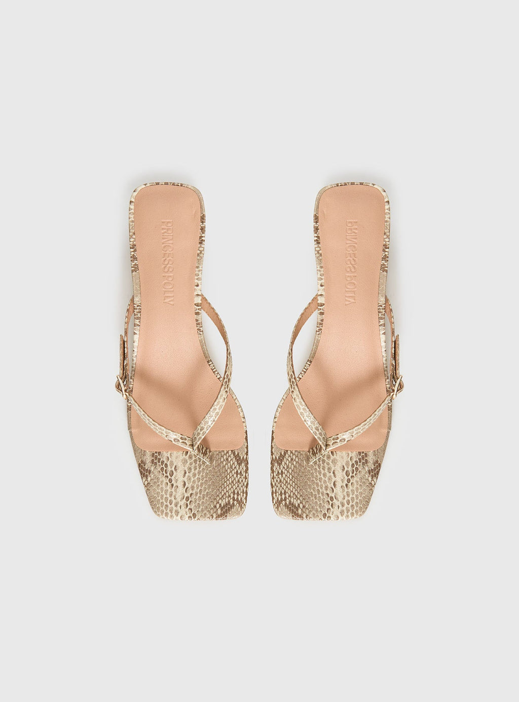 Veyla Square Toe Thong Heels Snake