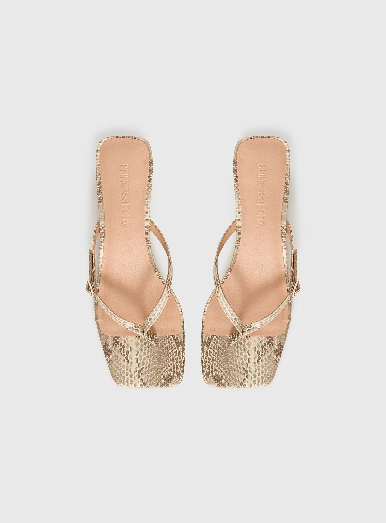 Veyla Square Toe Thong Heels Snake