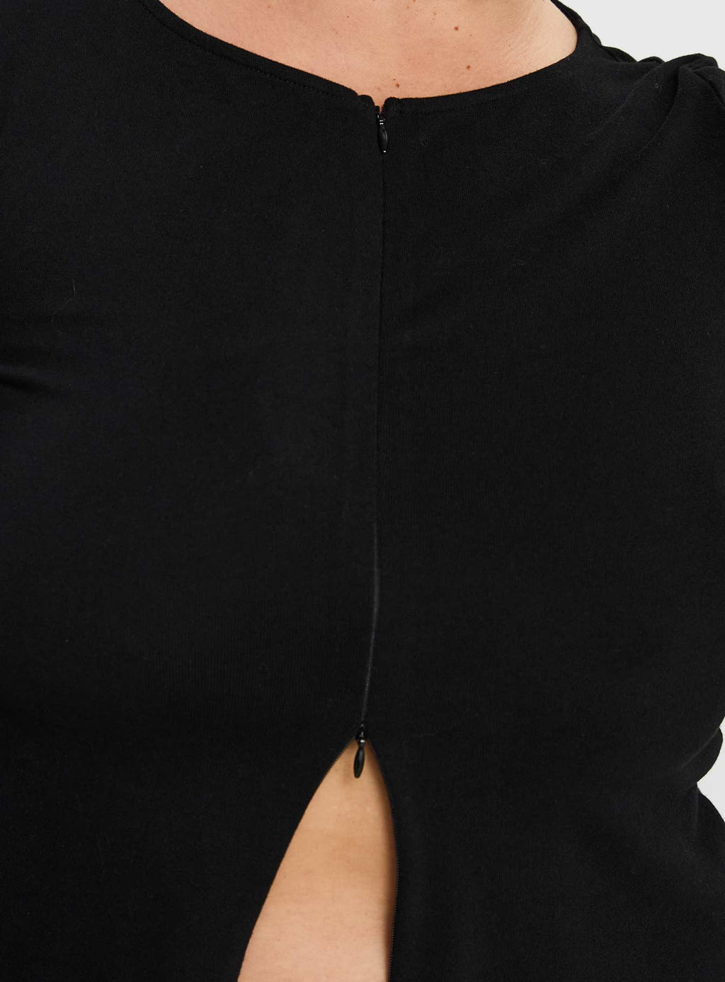 Kortez Long Sleeve Zip Through Top Black Curve