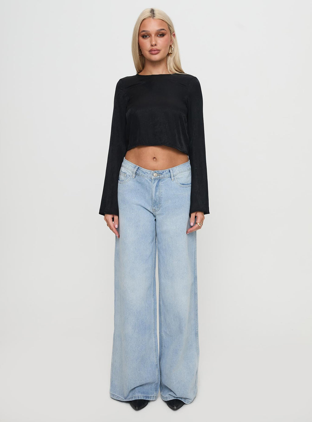 Rhydian Long Sleeve Tie Top Black