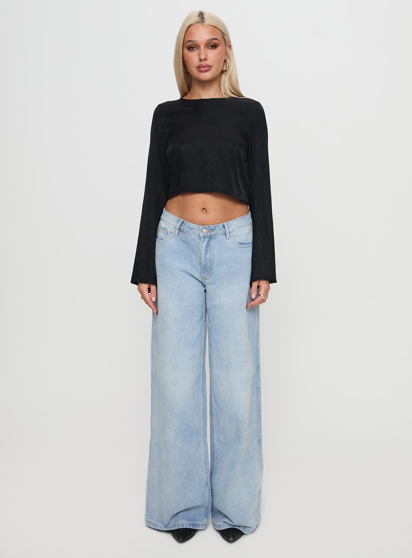 Rhydian Long Sleeve Tie Top Black