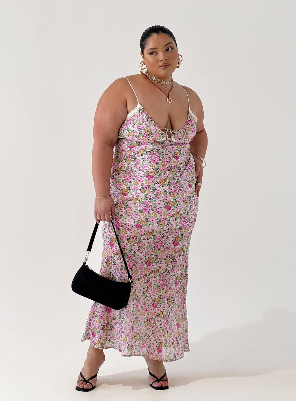 Emily Maxi Dress Pink Floral Curve