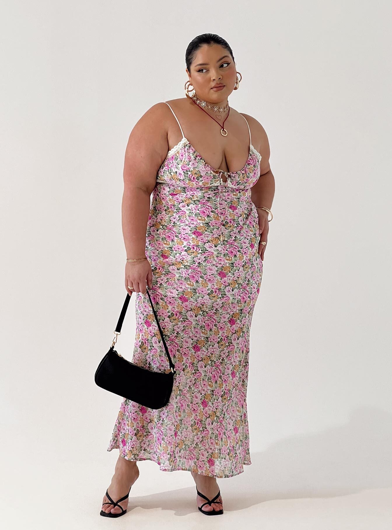 Emily Maxi Dress Pink Floral Curve