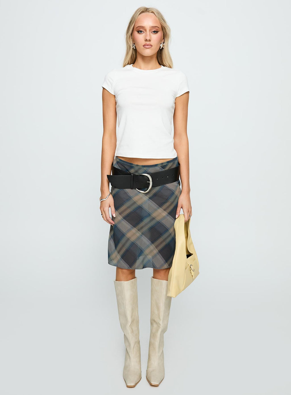 Shoreline Midi Skirt Blue Check