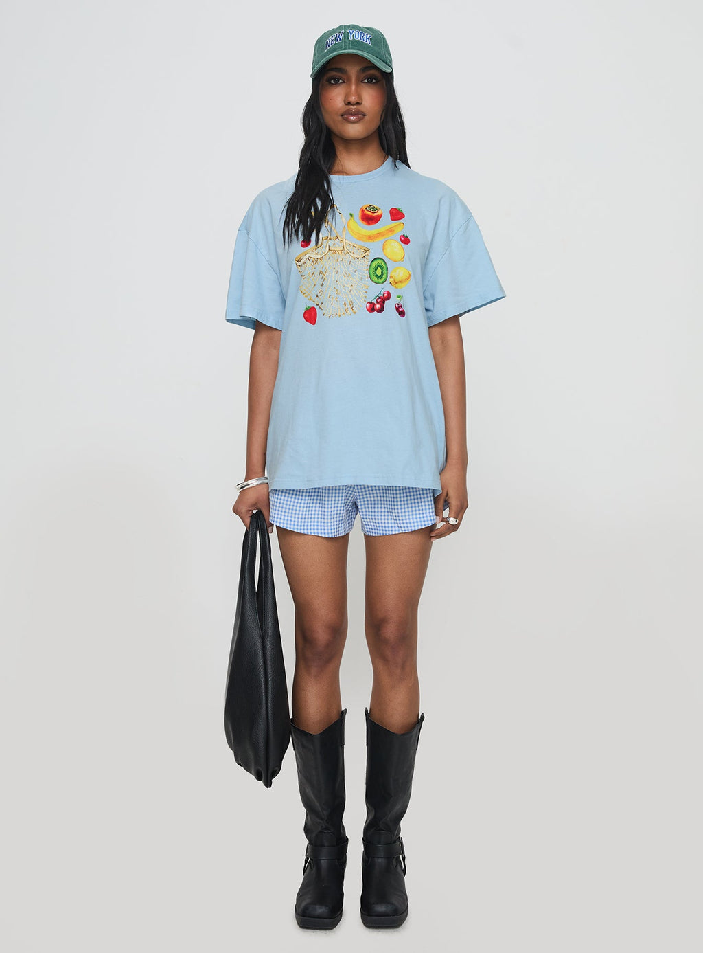 Grocery Run Oversized Graphic Tee Blue