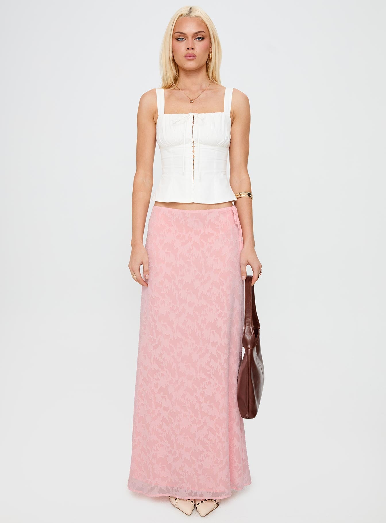 Youthful Spirit Lace Maxi Skirt Pink