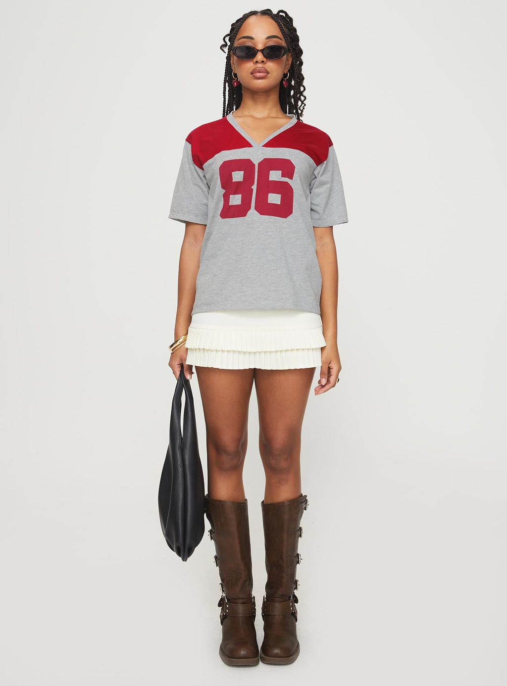 Balap Top Grey Marle / Red