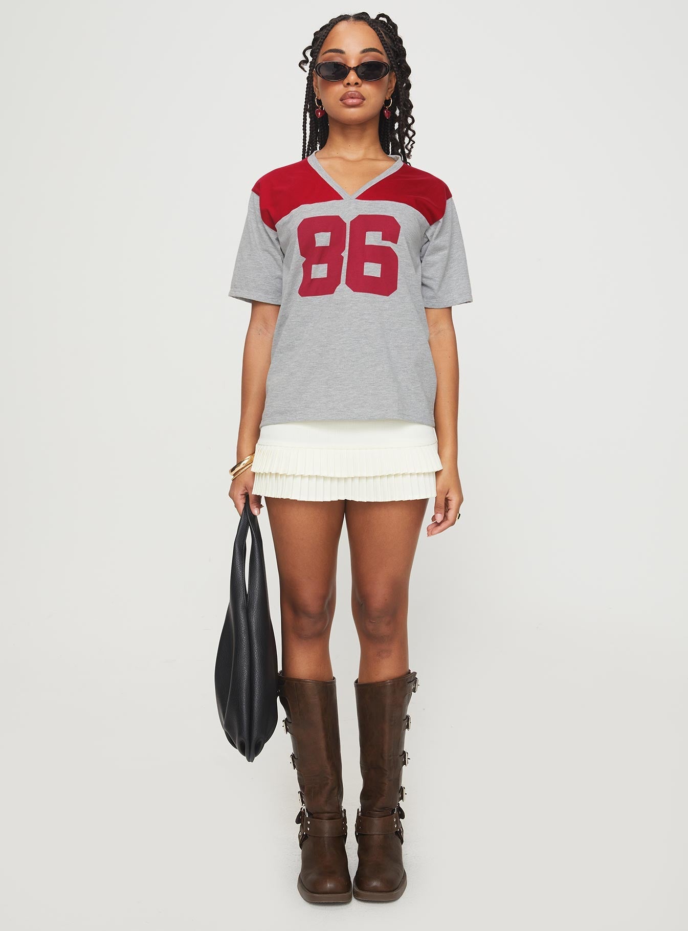 Balap Top Grey Marle / Red