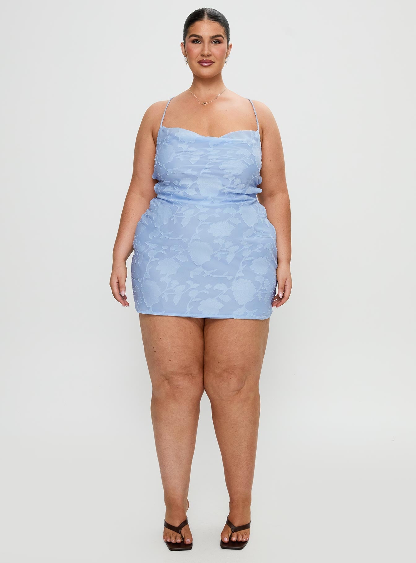 Celena Mini Dress Light Blue Burnout Curve