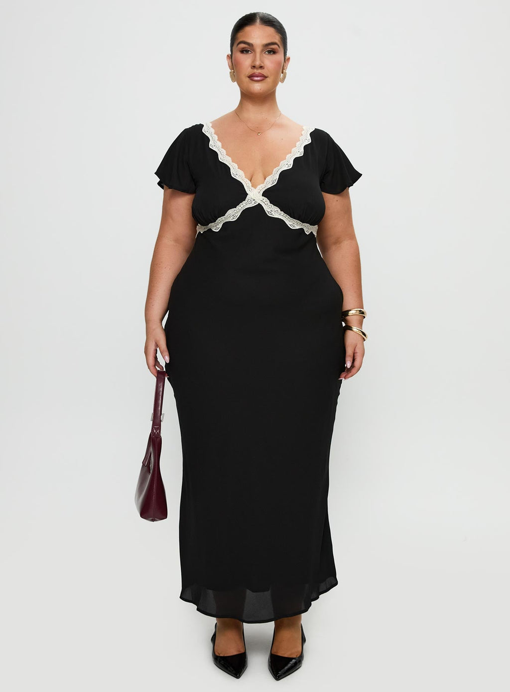Barbarita Lace Maxi Dress Black Curve