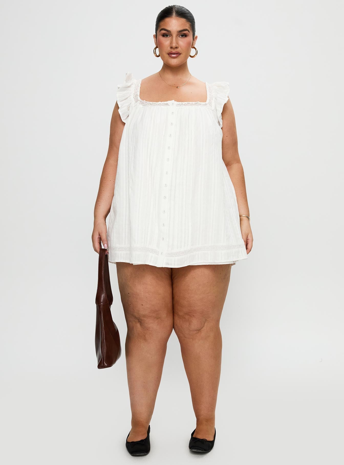 Summerland Broiderie Mini Dress White Curve
