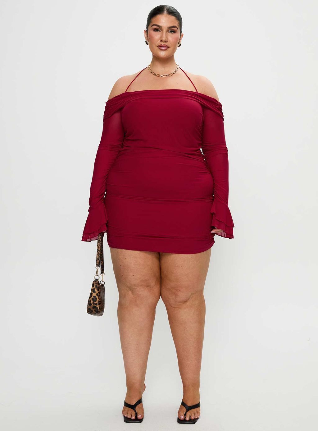 Taylon Off The Shoulder Mini Dress Red Curve