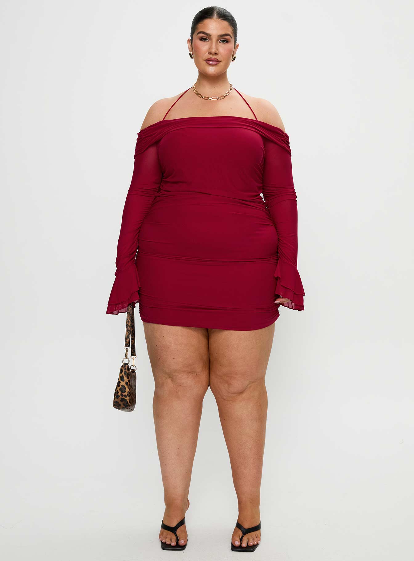 Taylon Off The Shoulder Mini Dress Red Curve