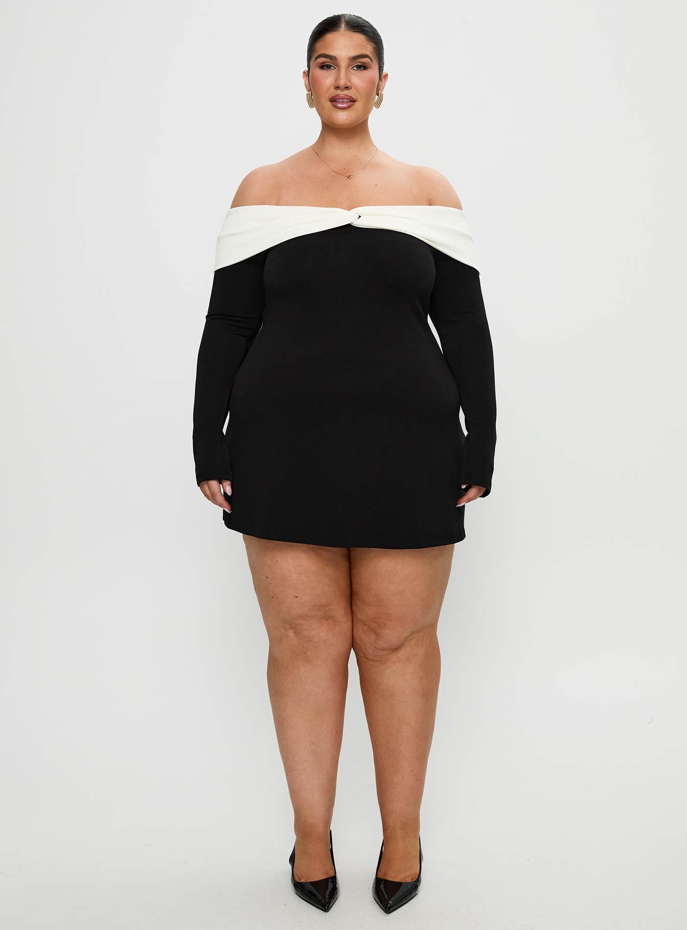 Distractions Off The Shoulder Mini Dress Multi Curve