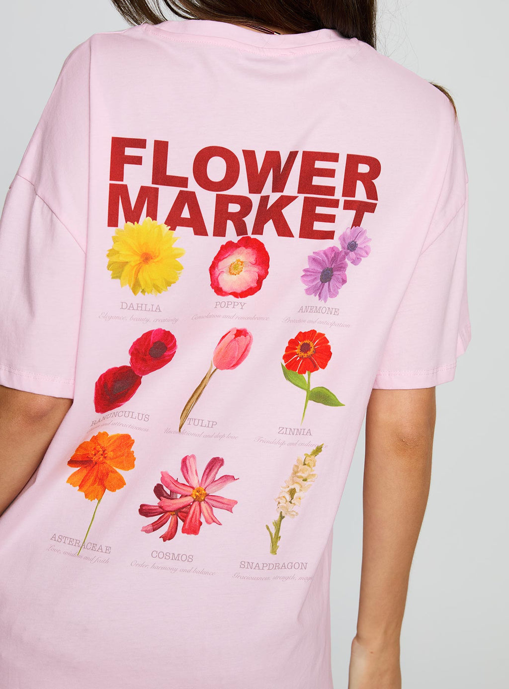 Flower Chart Oversized Tee Pink