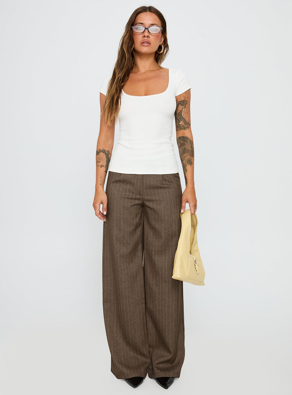 Broadcast Pants Beige Pinstripe