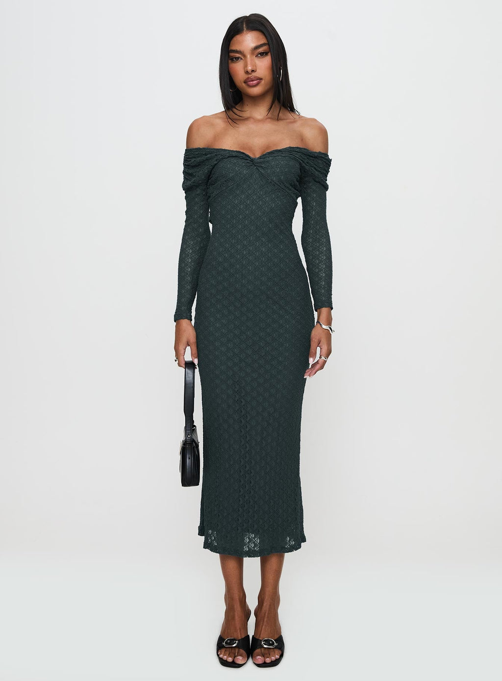 Elexis Off The Shoulder Maxi Dress Blue