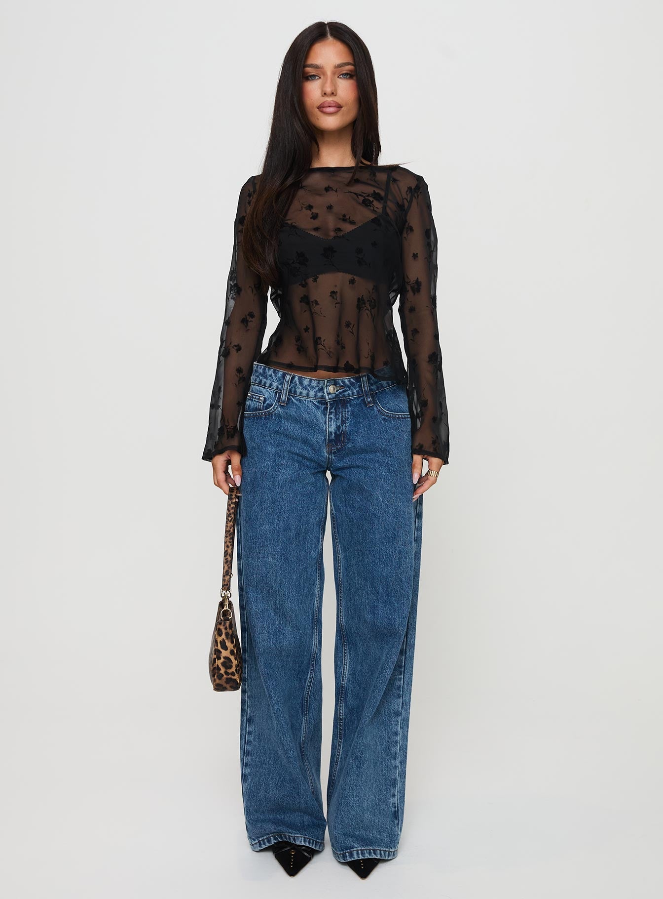 Broken Clocks Long Sleeve Top Black