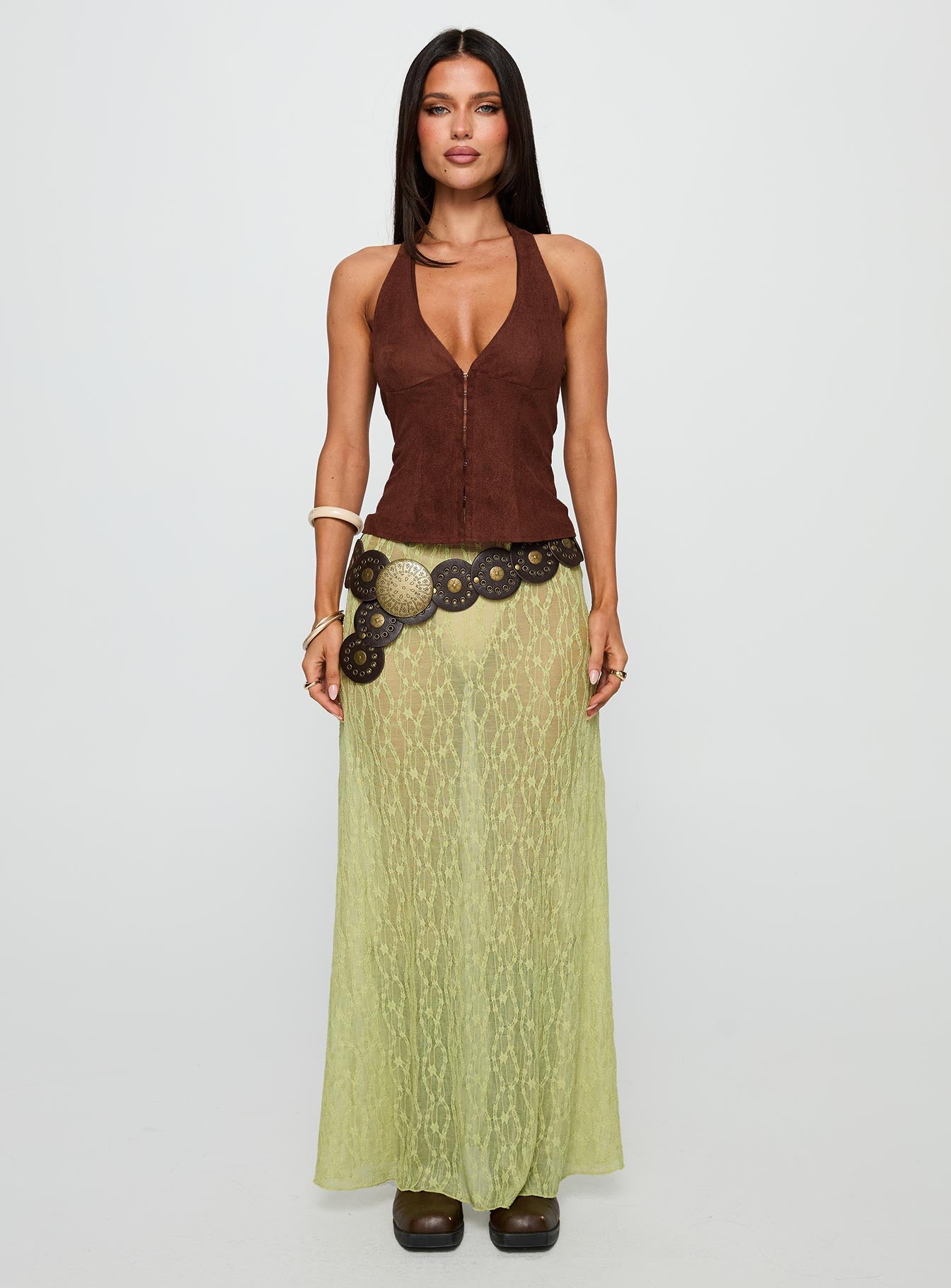 Pura Vida Lace Maxi Skirt Sage