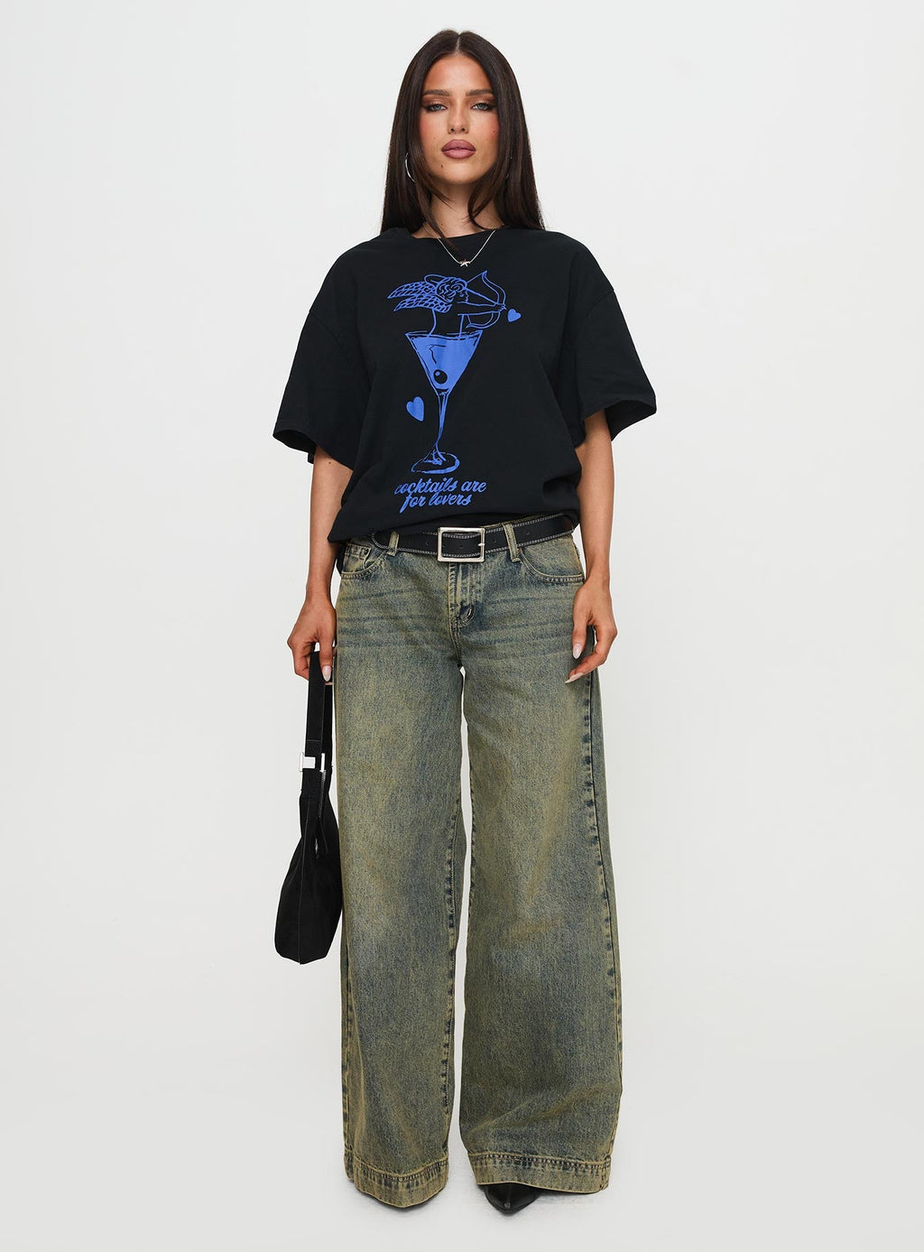 Cocktail Hour Oversized Tee Black