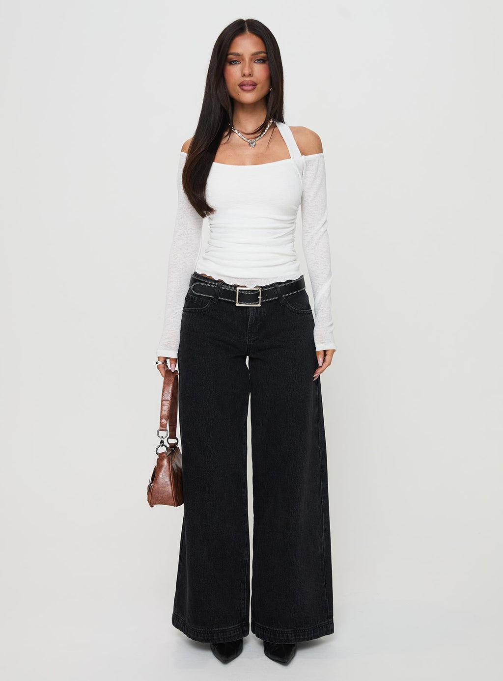 Shivers Halter Long Sleeve Top White