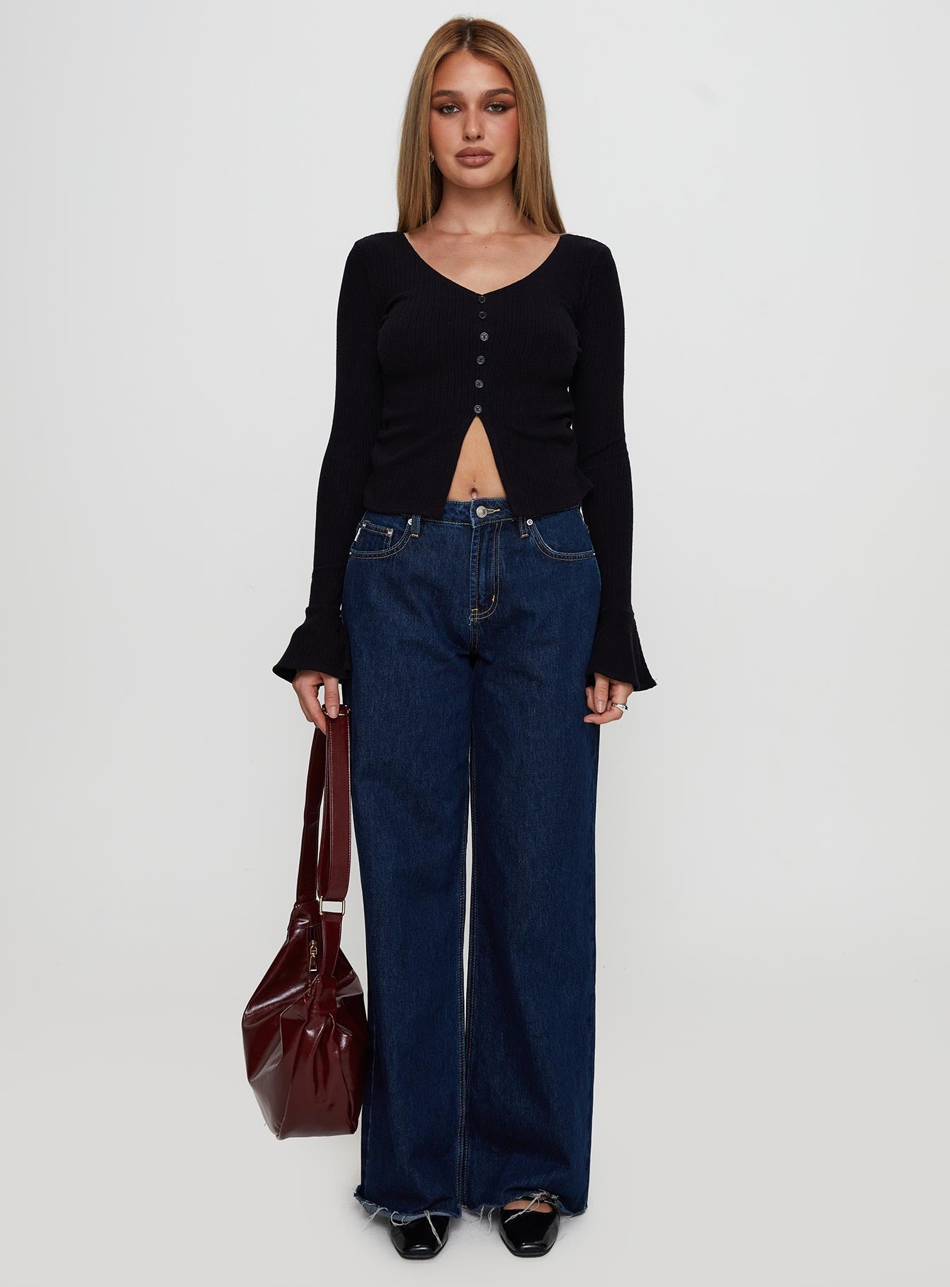 Take My Time Long Sleeve Top Black