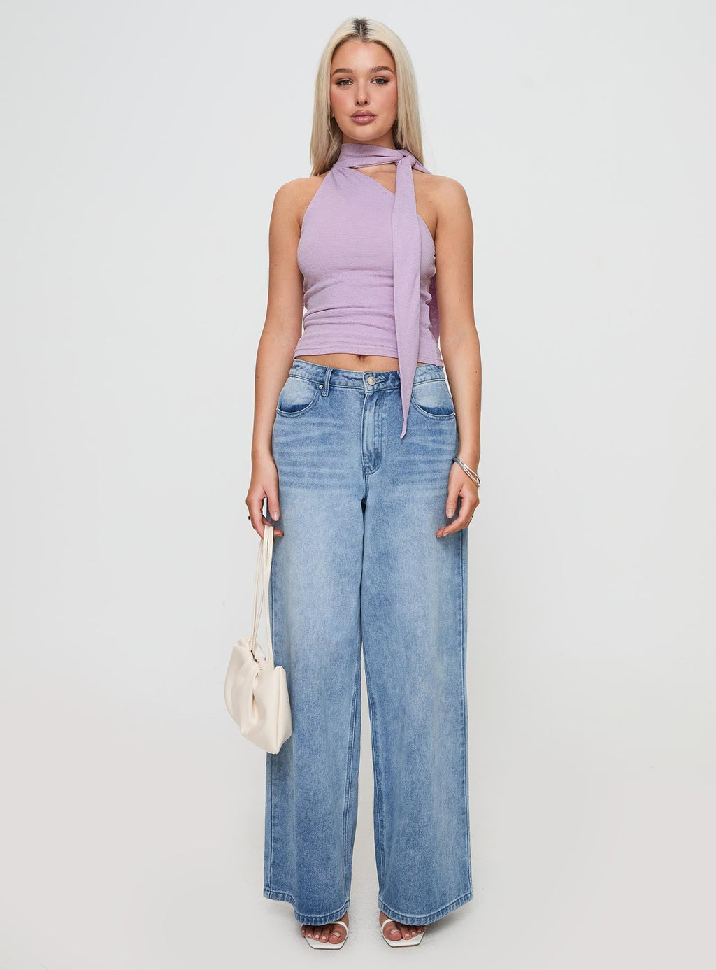 Anderstone Neck Tie Top Purple