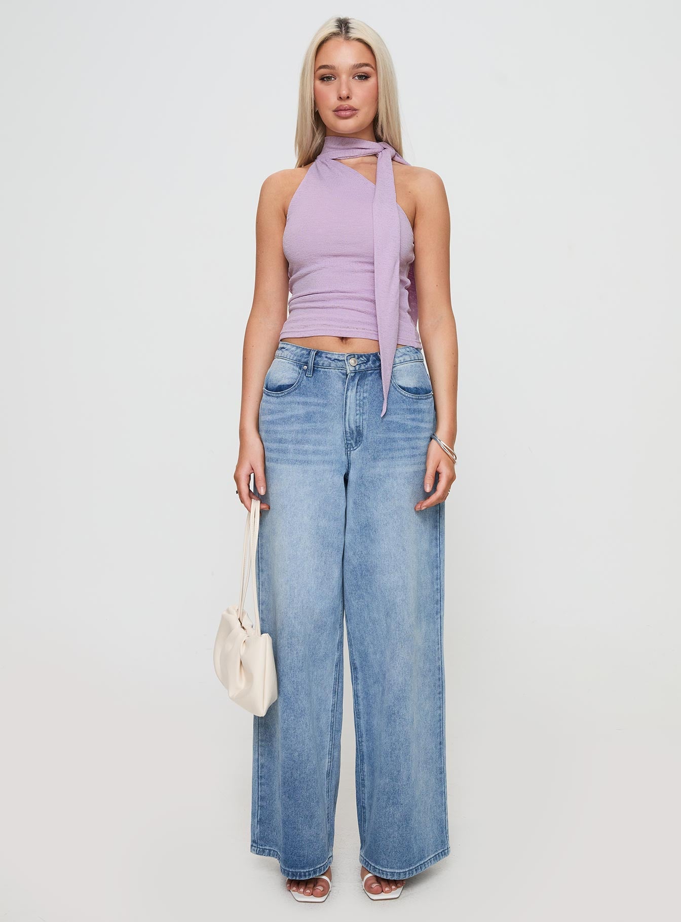 Anderstone Neck Tie Top Purple