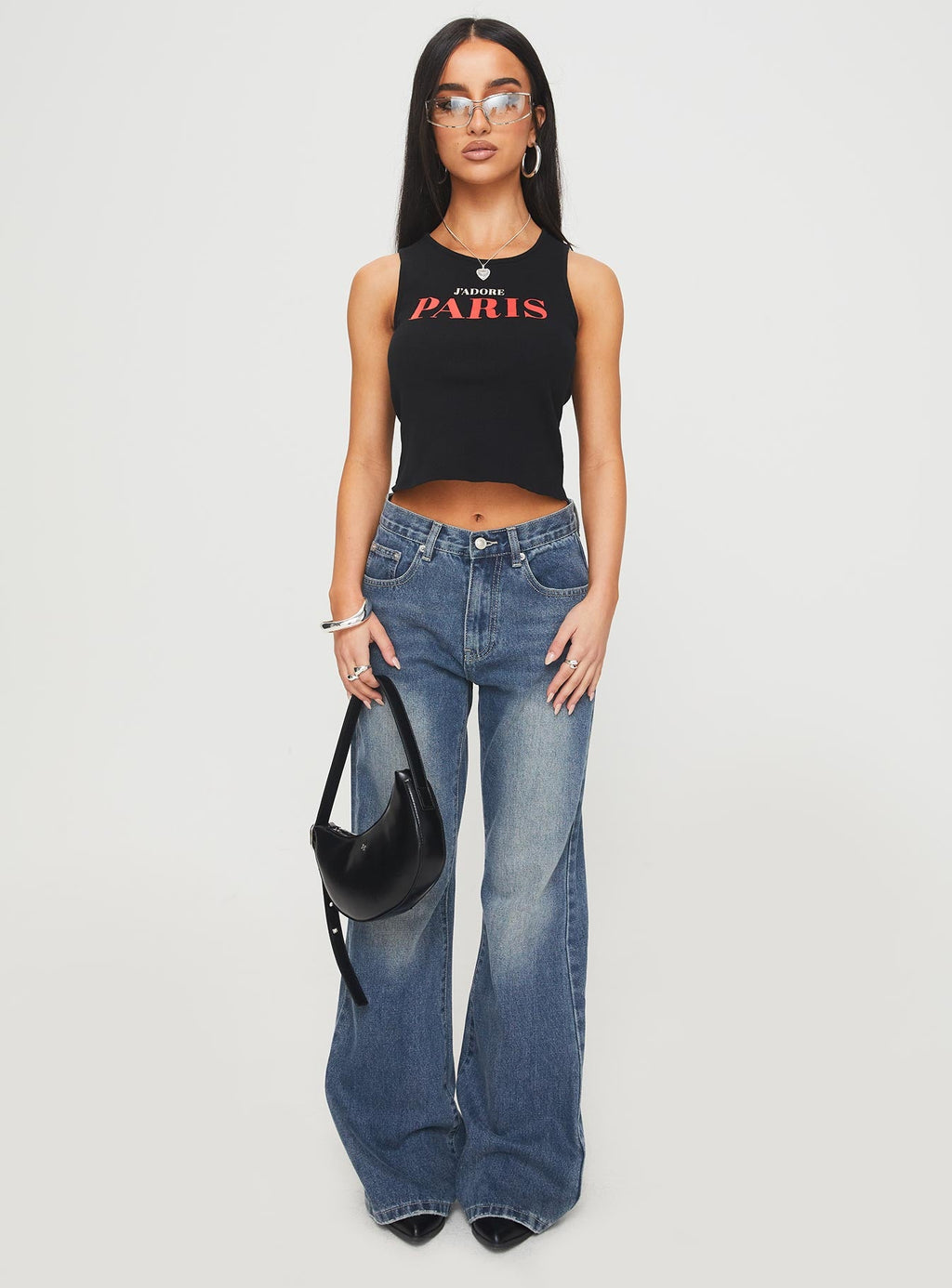 Hanlen Mid Rise Wide Leg Jean Blue