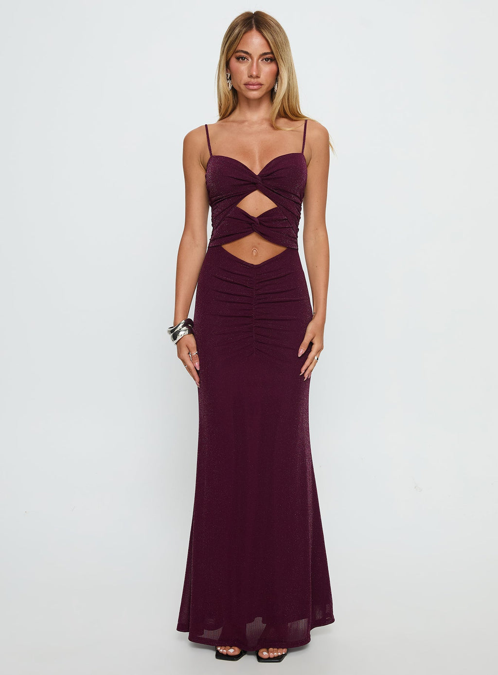 Amilya Cut Out Maxi Dress Plum