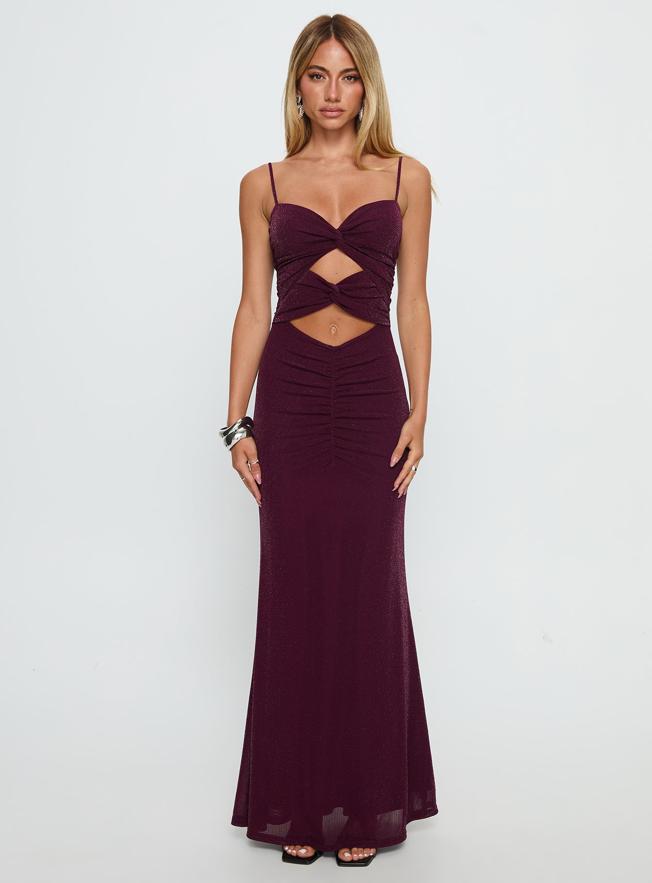 Amilya Cut Out Maxi Dress Plum