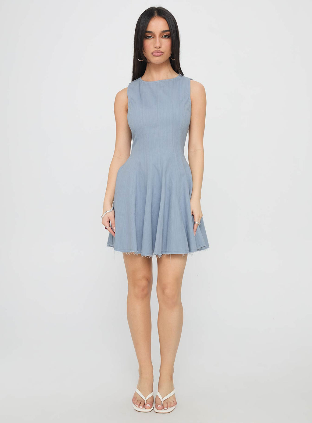 Composure Pleat Mini Dress Blue